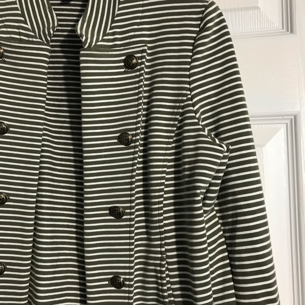 Tommy Hilfiger Striped Stretch Olive and White Blazer SP - Picture 3 of 10